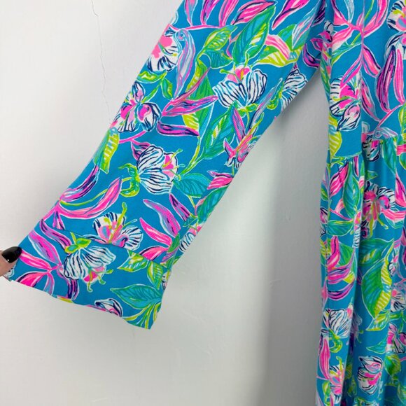 NWT Lilly Pulitzer Alaina Dress Formentera Turquoise Keep On Beleafing Size XL - Picture 5 of 12